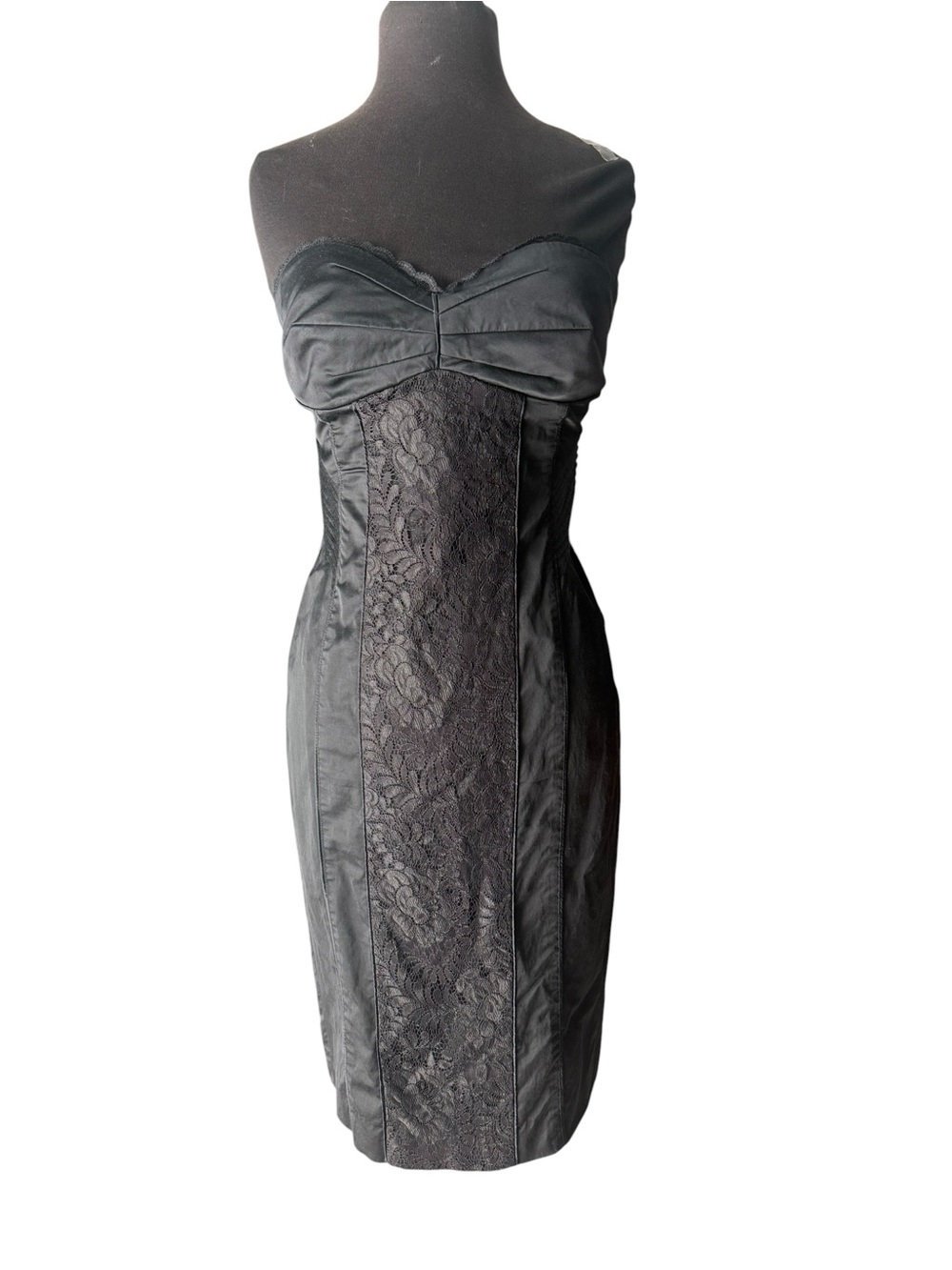 Y2K Bebe Black Strapless Lace Bodycon Cocktail Dress Size M Sexy Homecoming Date - Picture 2 of 8